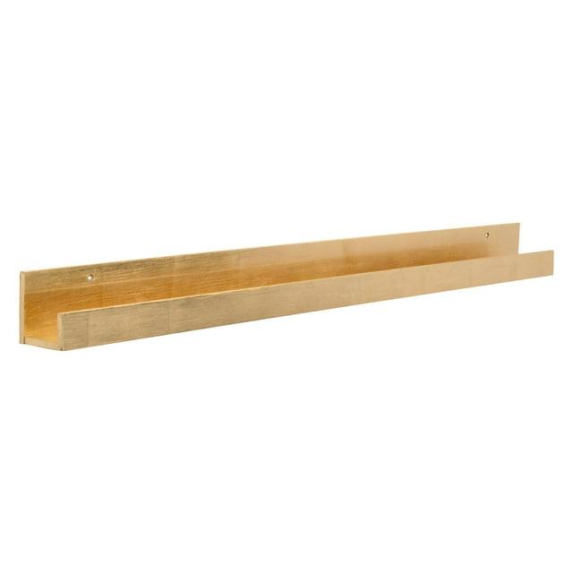 Kate & Laurel All Things Decorative Wall Shelf Gold Decor: Modern Floating Ledge for Photos & Art Display, 42" Long
