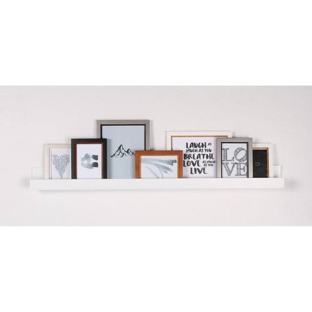 Kate & Laurel All Things Decor 3" x 42" Levie Wooden Picture Ledge Wall Shelf White: No Assembly, Wood Frame, Decorative Storage