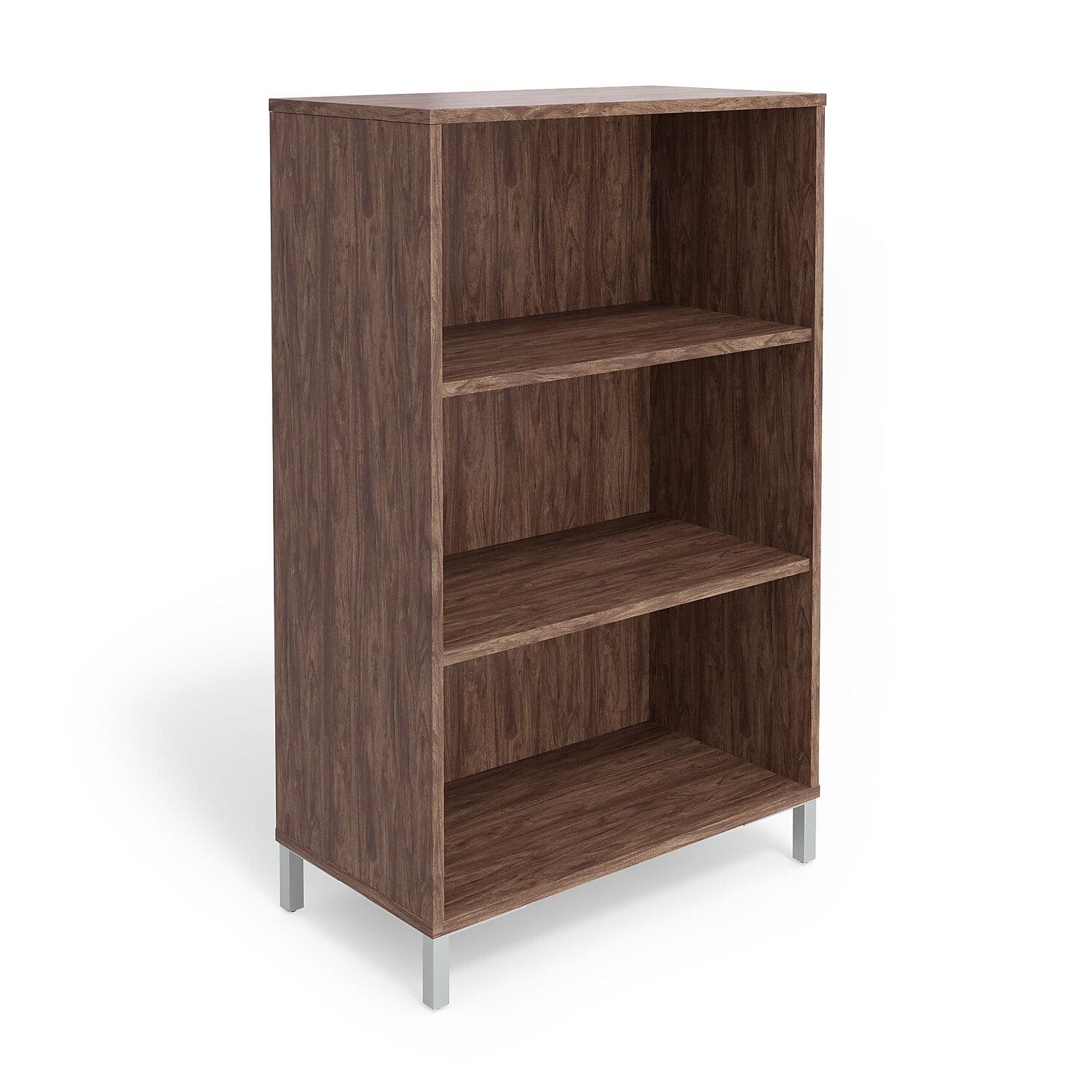 Espresso Finish Adjustable 3-Shelf Modern Bookcase