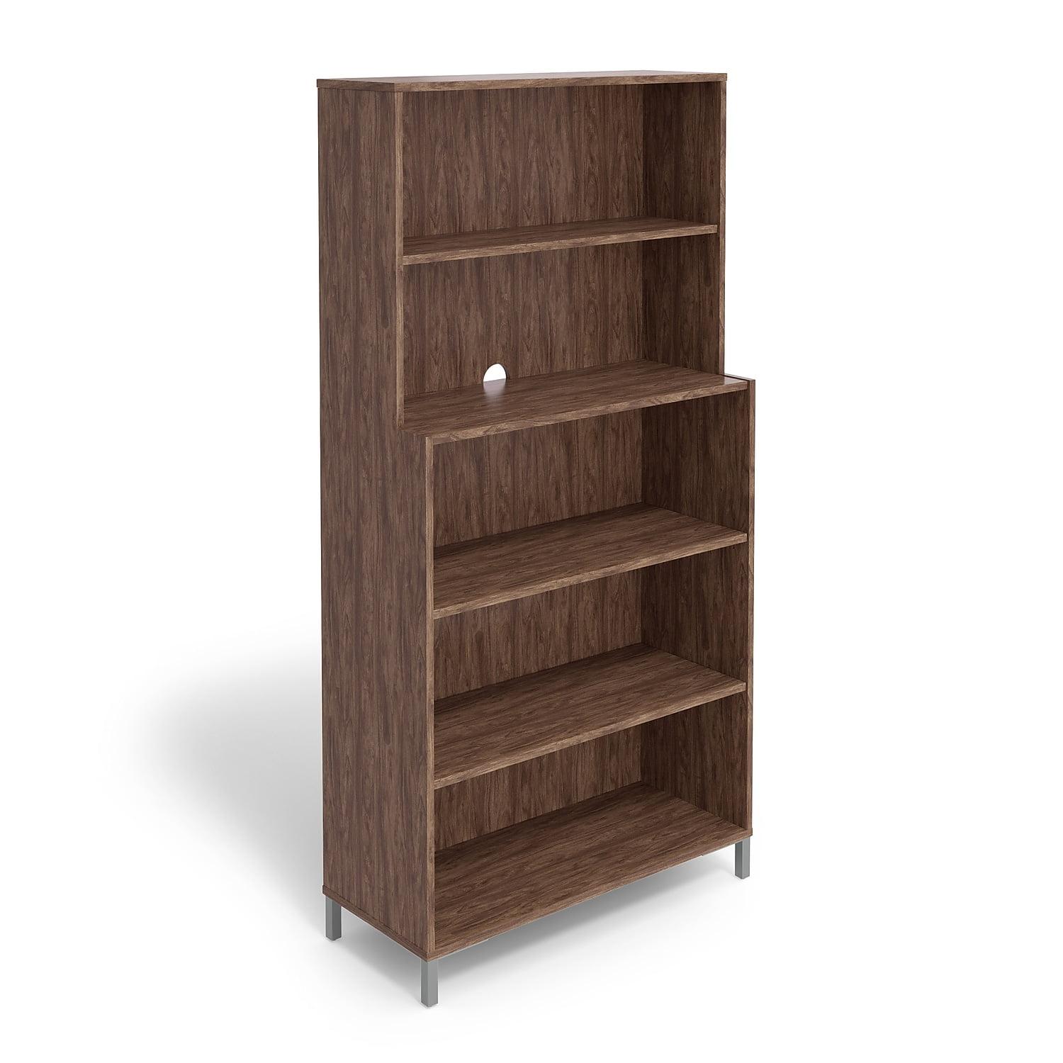 Espresso Adjustable 5-Shelf Contemporary Office Bookcase