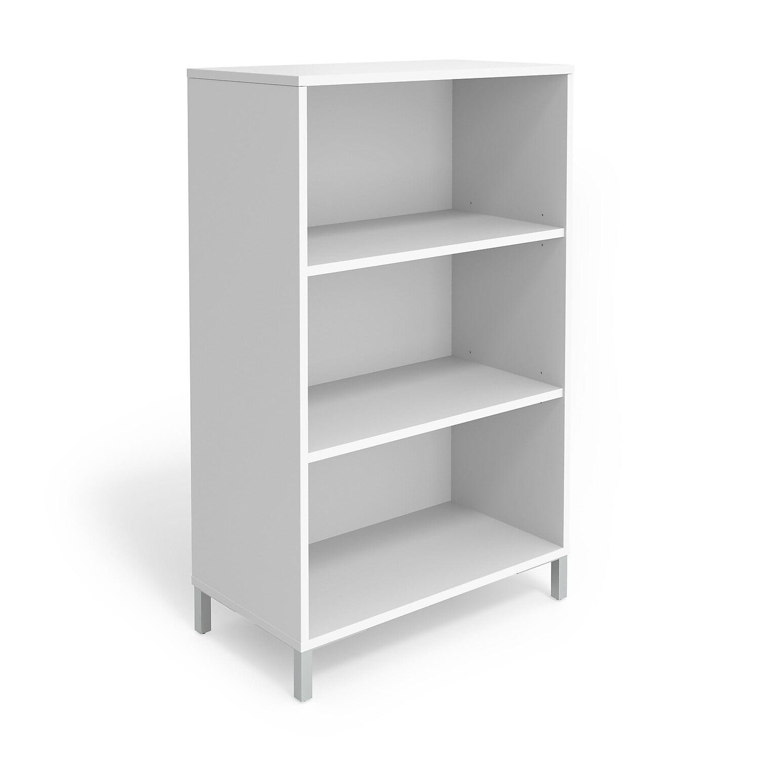 Contemporary White 3-Shelf Bookcase with Adjustable Shelving and Cable Management