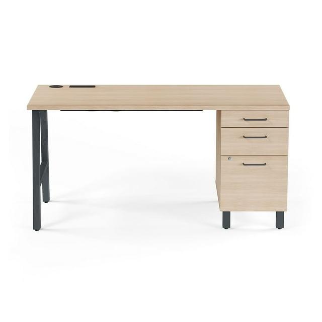 Union & Scale Essentials 60" Single Pedestal Desk Natural (UN60419) UN60419-CC