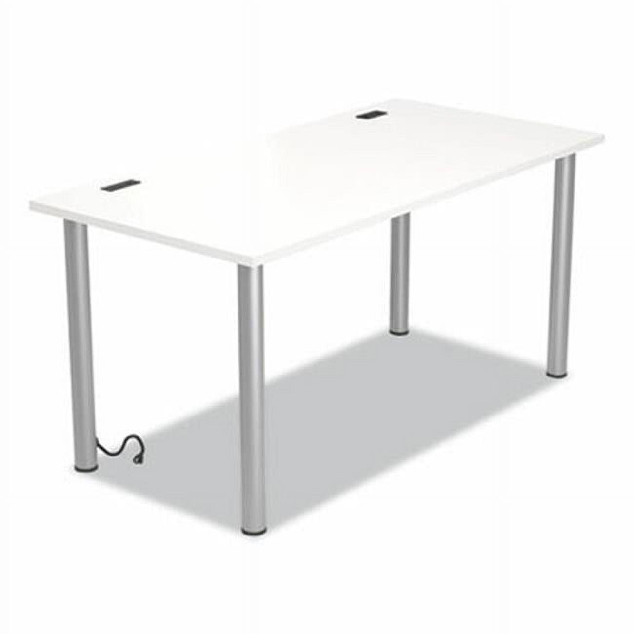 Essentials White 60'' Writing Desk with Integrated Power and USB Ports