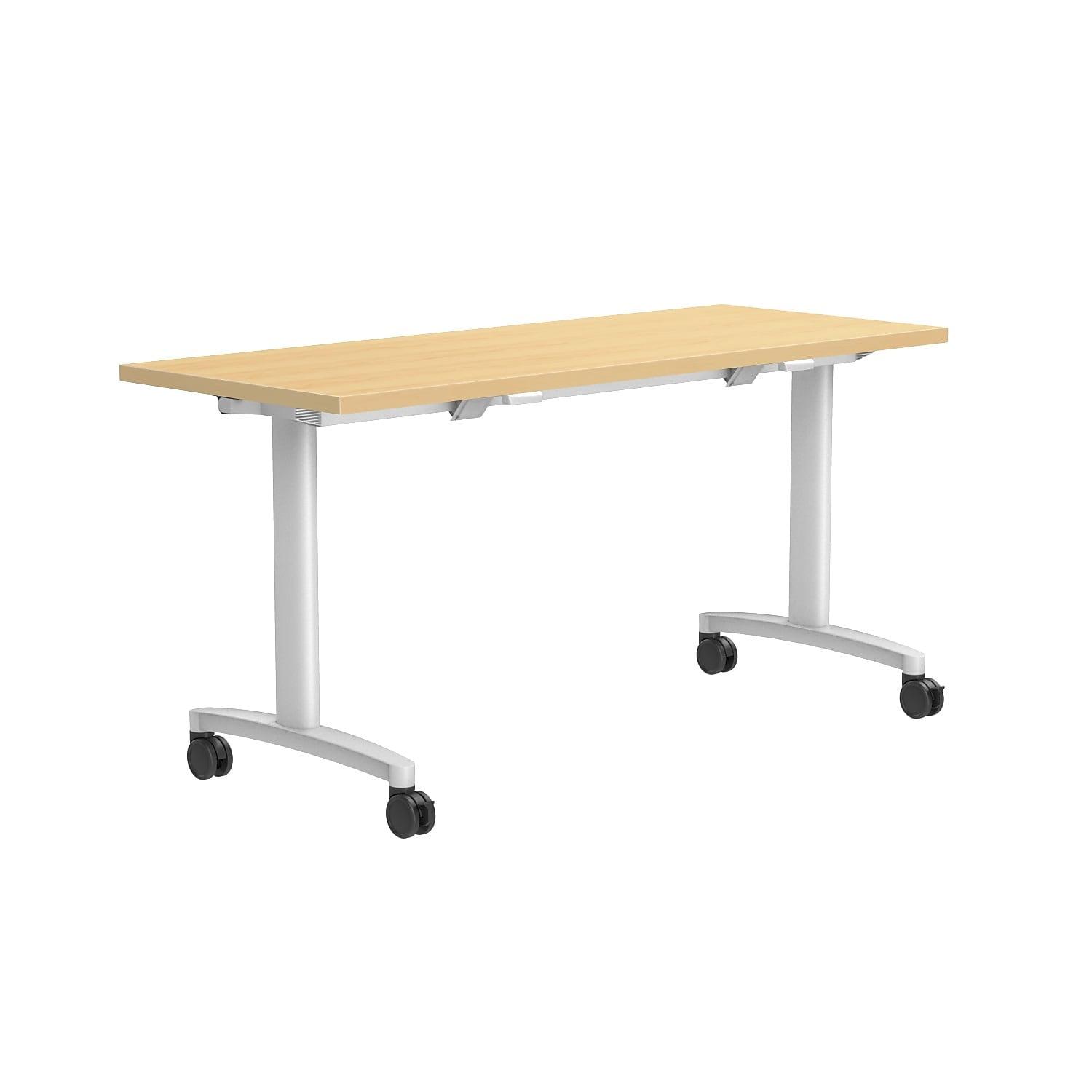 Maple Rectangular Melamine Training Table with Mobile Base