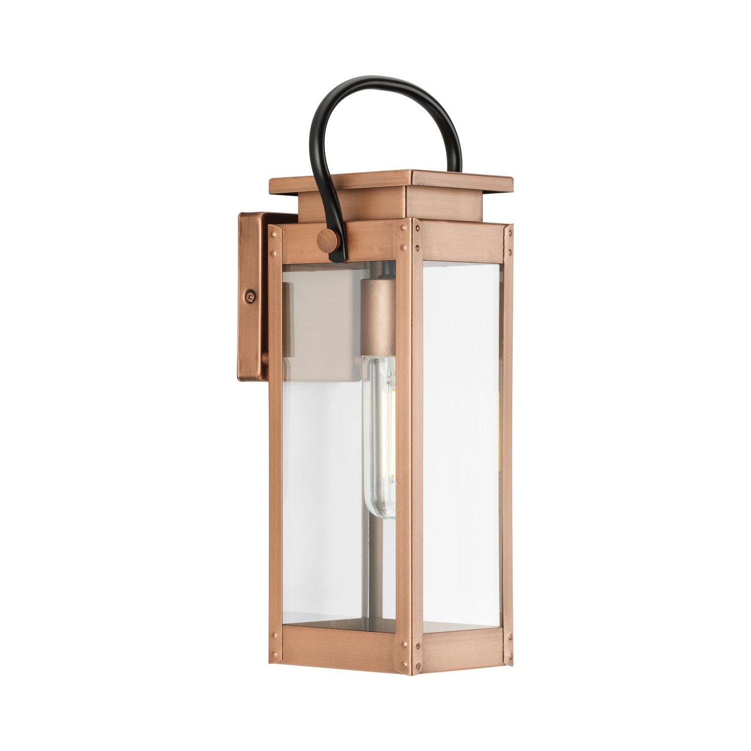 Progress Lighting Union Square 1-Light Small Wall Lantern, Antique Copper, Clear Glass, Steel Material