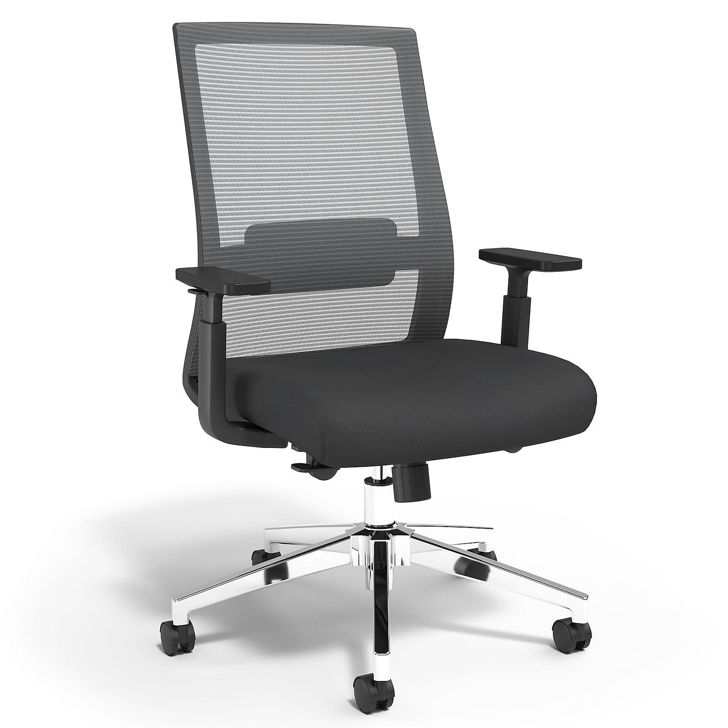 Black Mesh and Fabric Ergonomic Task Chair with Adjustable Arms