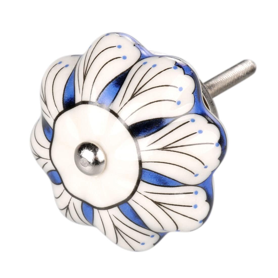 1.6-Inch Ceramic and Aluminum Floral Cabinet Knob