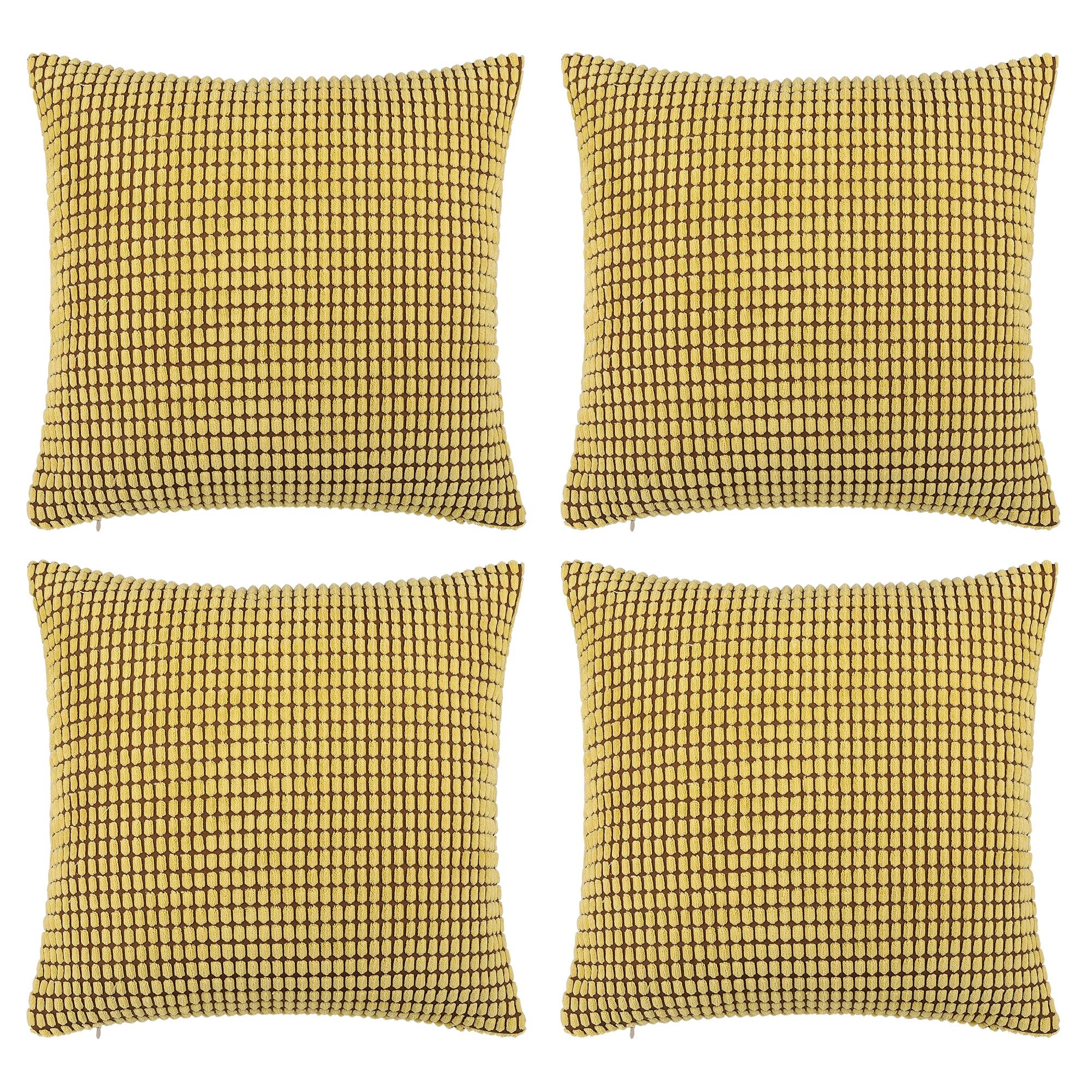 Unique Bargains 4-Pack Decoratiove Throw Cushion Pillow Covers Yellow 18" x 18"