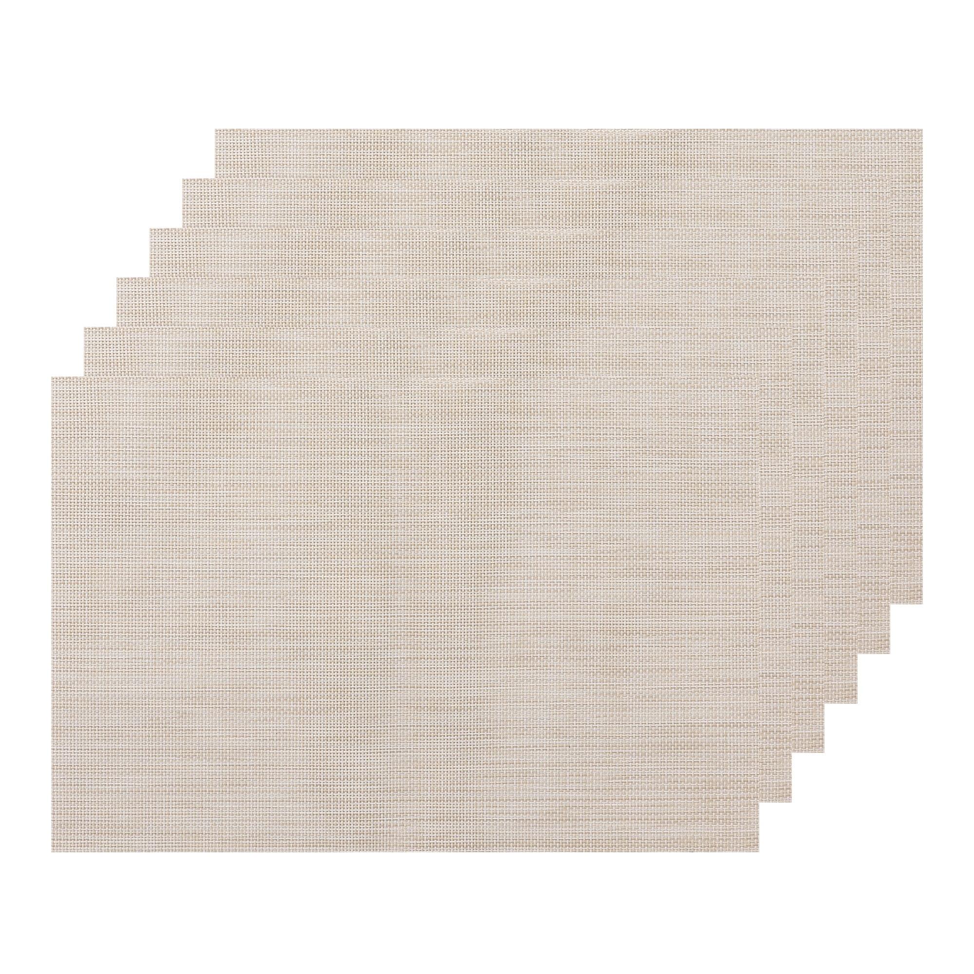 Beige Woven Polyvinyl Placemats Set of 6, 18" x 12"