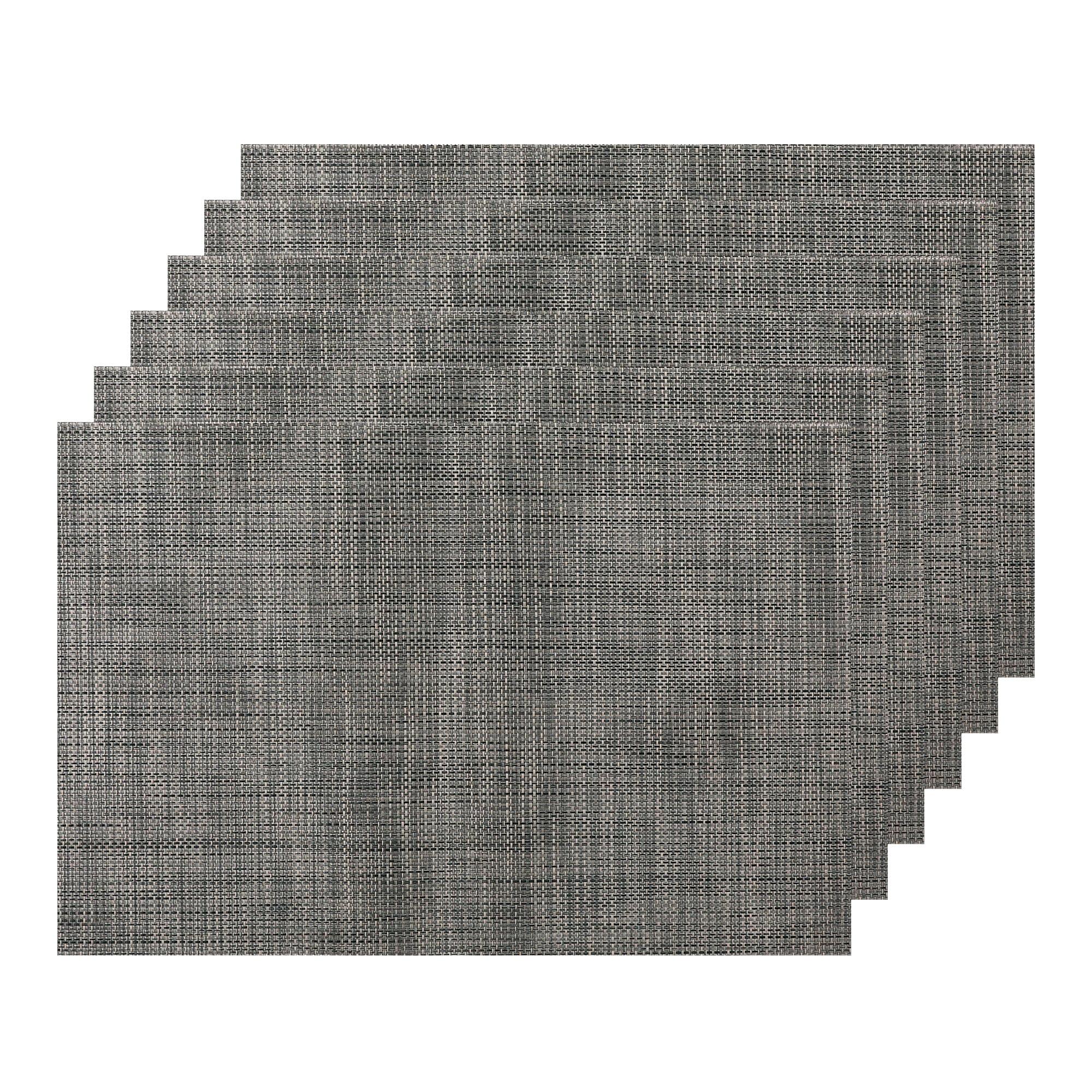 Unique Bargains Durable Placemats for Dining Table, Resistant Kitchen Place Mats Set of 6 Black Grey 18" x 12"