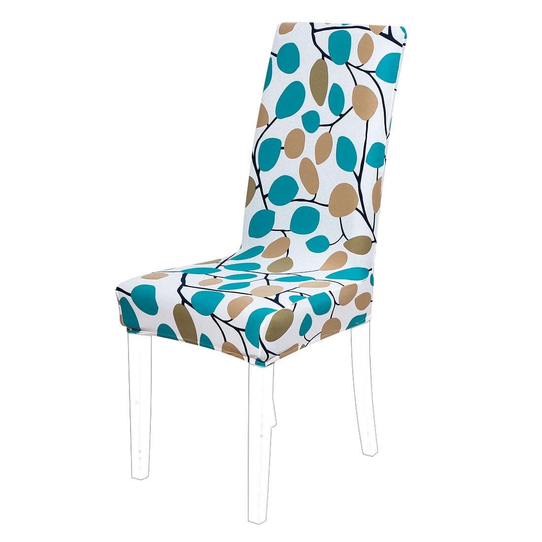 Blue and Brown Stretch Washable Dining Chair Cover Set