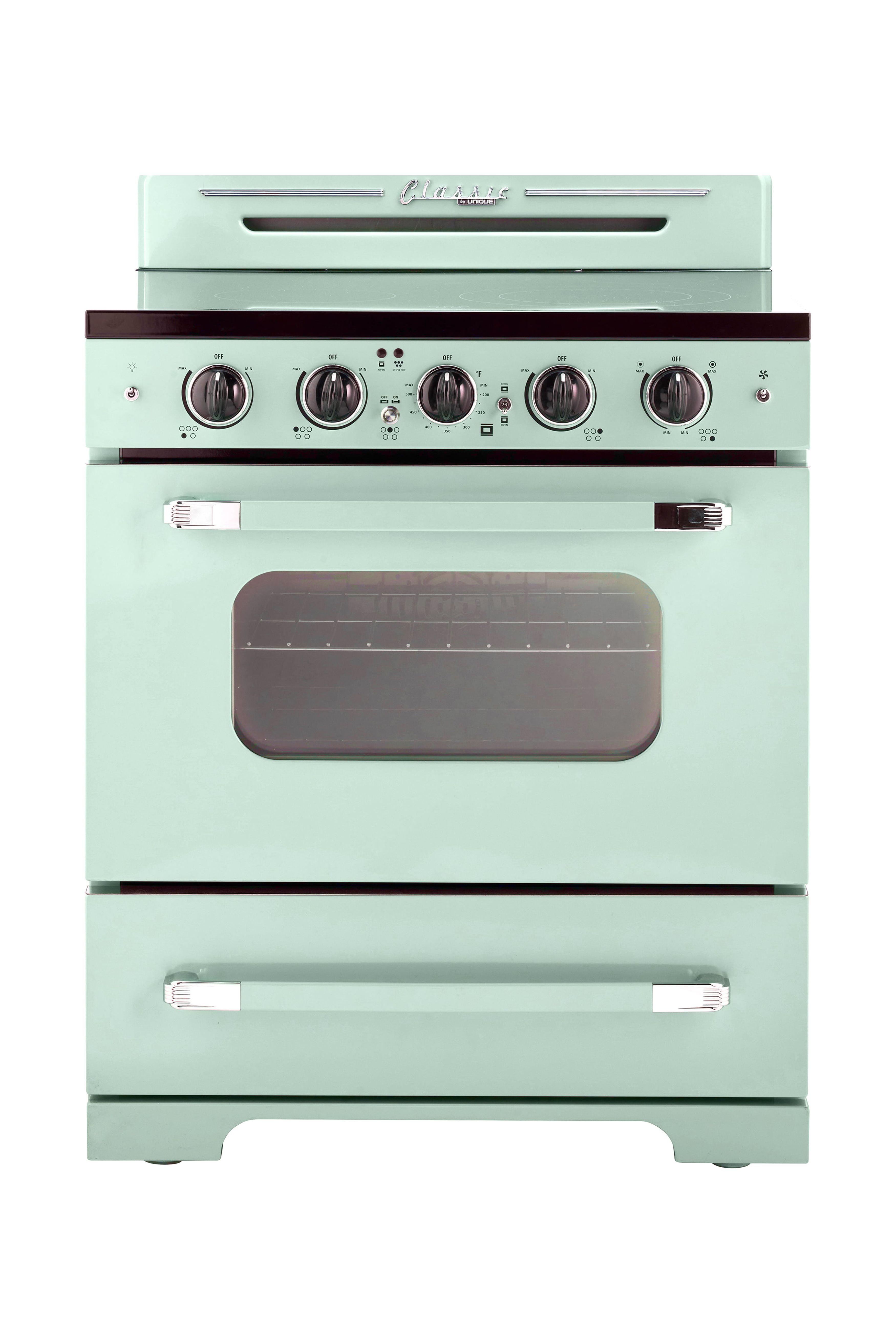 Classic Retro 30" 5 Element 3.9 cu. ft. Freestanding Electric Glass Top Range with Convection Oven