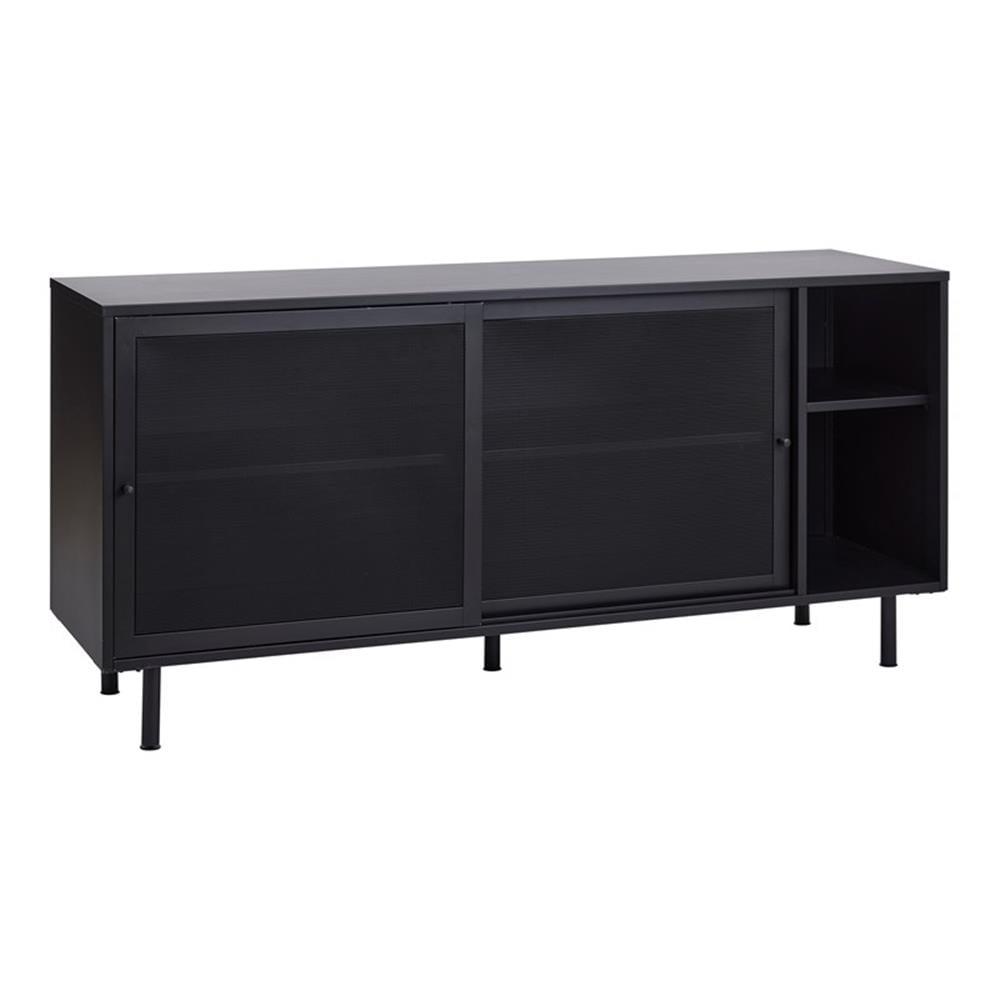 Black Metal Contemporary Sideboard with Mesh Panels