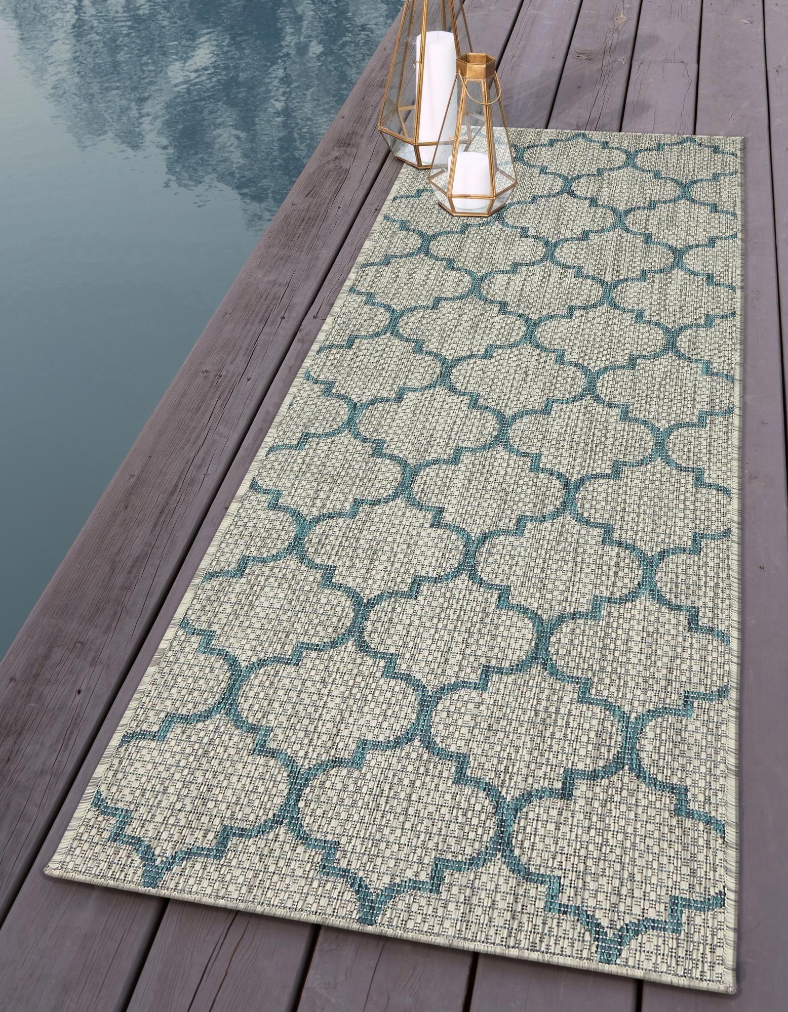 Unique Loom Outdoor Trellis Geometric Woven Area Rug