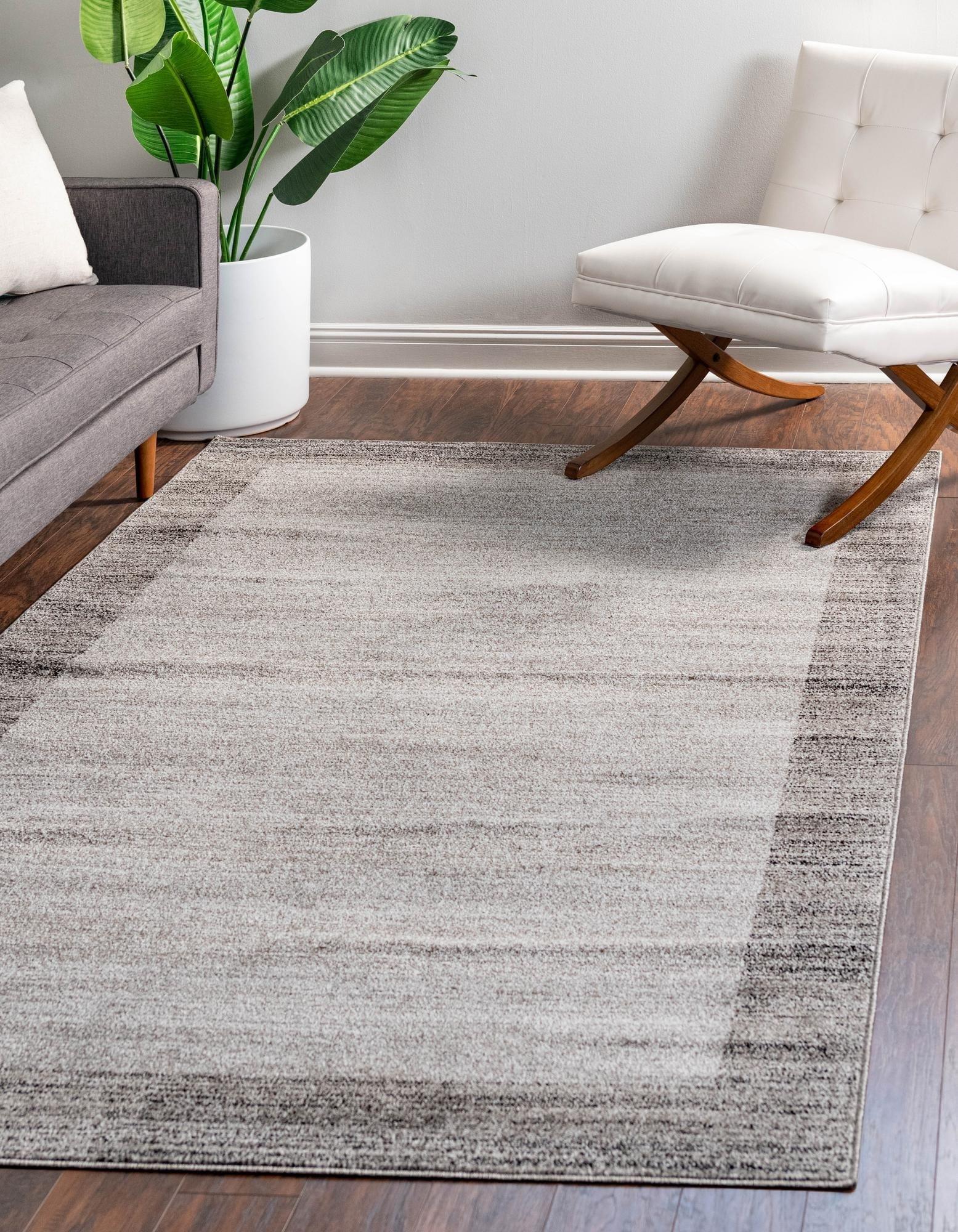 Unique Loom Del Mar Collection Area Rug - Abigail (4' x 6' Rectangle Light Gray/Black)