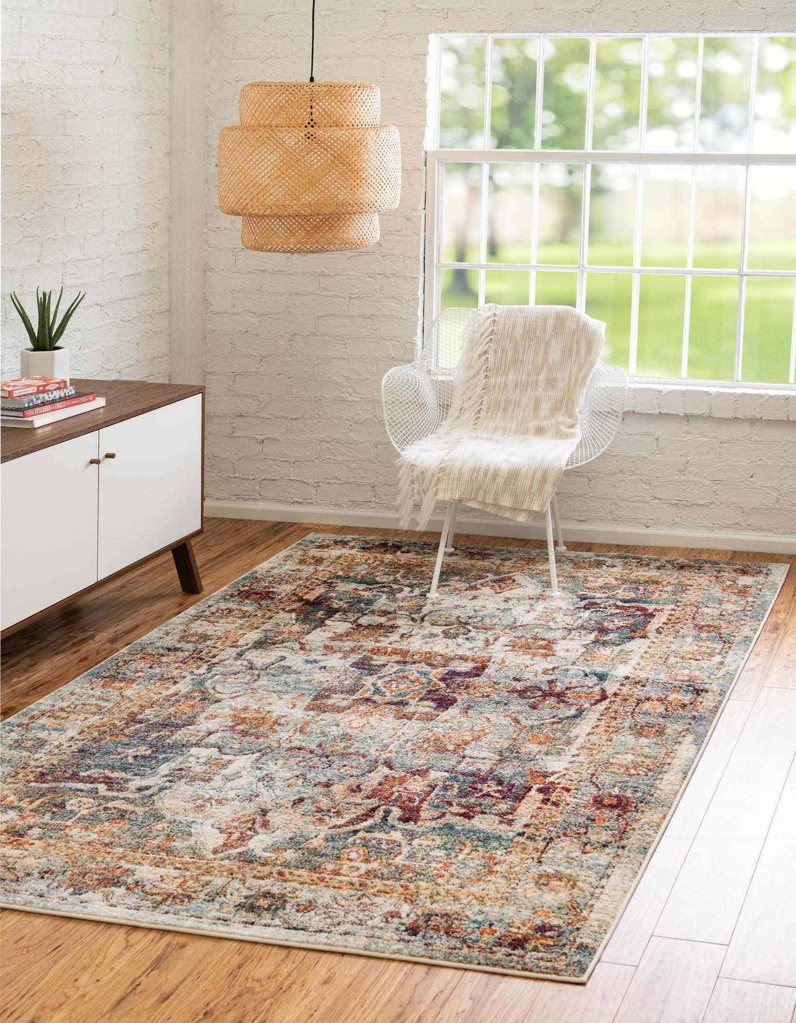 Isabella Ivory Floral 3'x5' Easy-Care Synthetic Area Rug