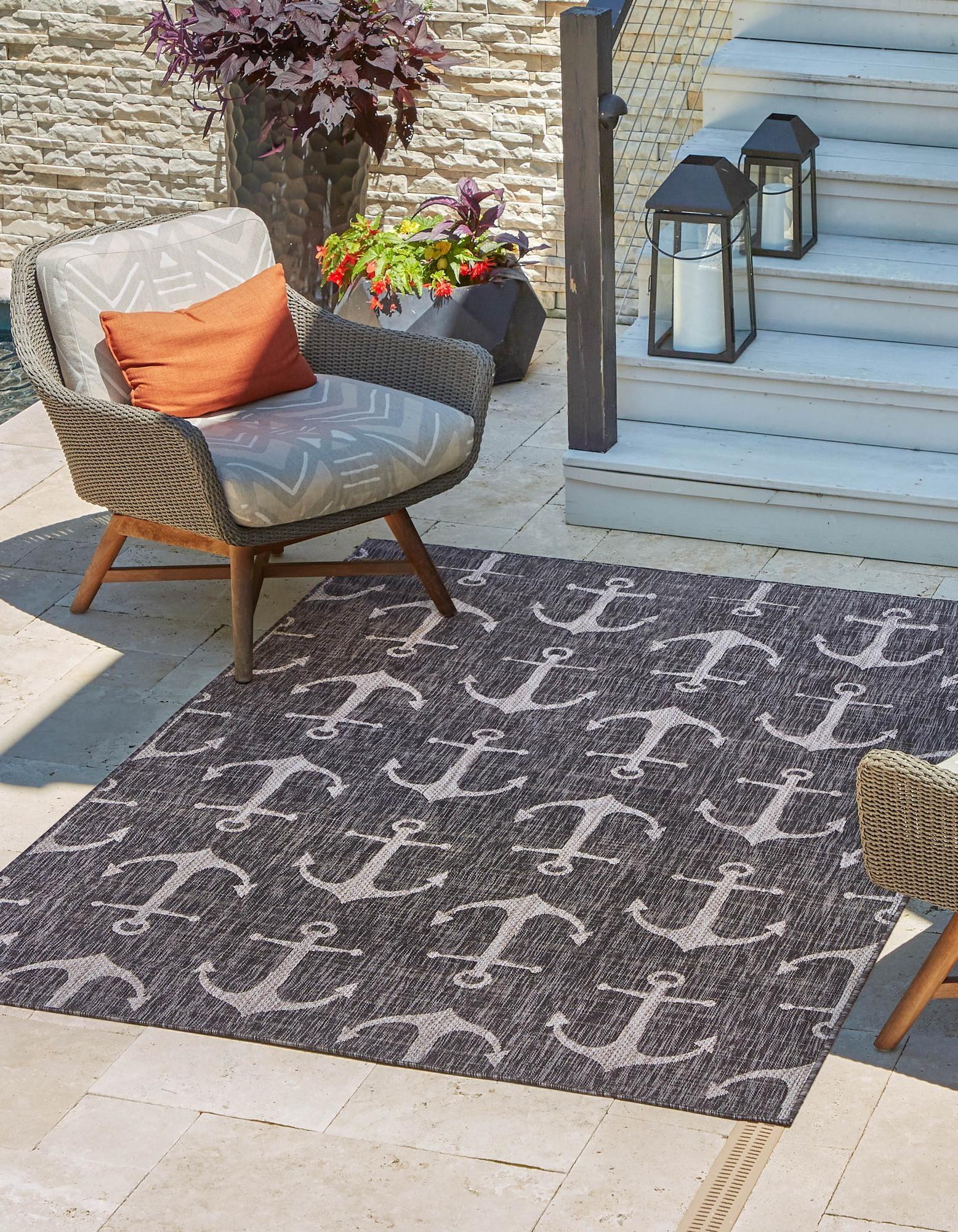 Charcoal Bliss 4' x 6' Synthetic Rectangular Kids Outdoor Rug