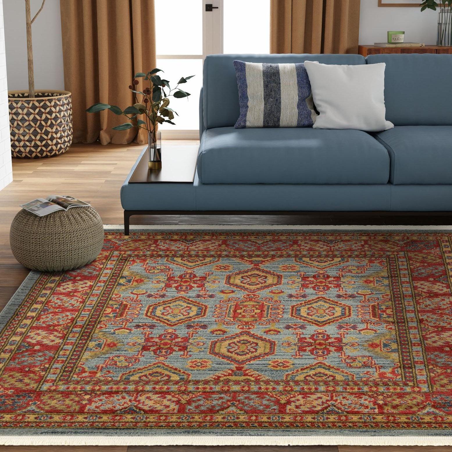 Unique Loom Sahand Collection Area Rug - Alexander (4' 1" Square Light Blue/Light Brown)