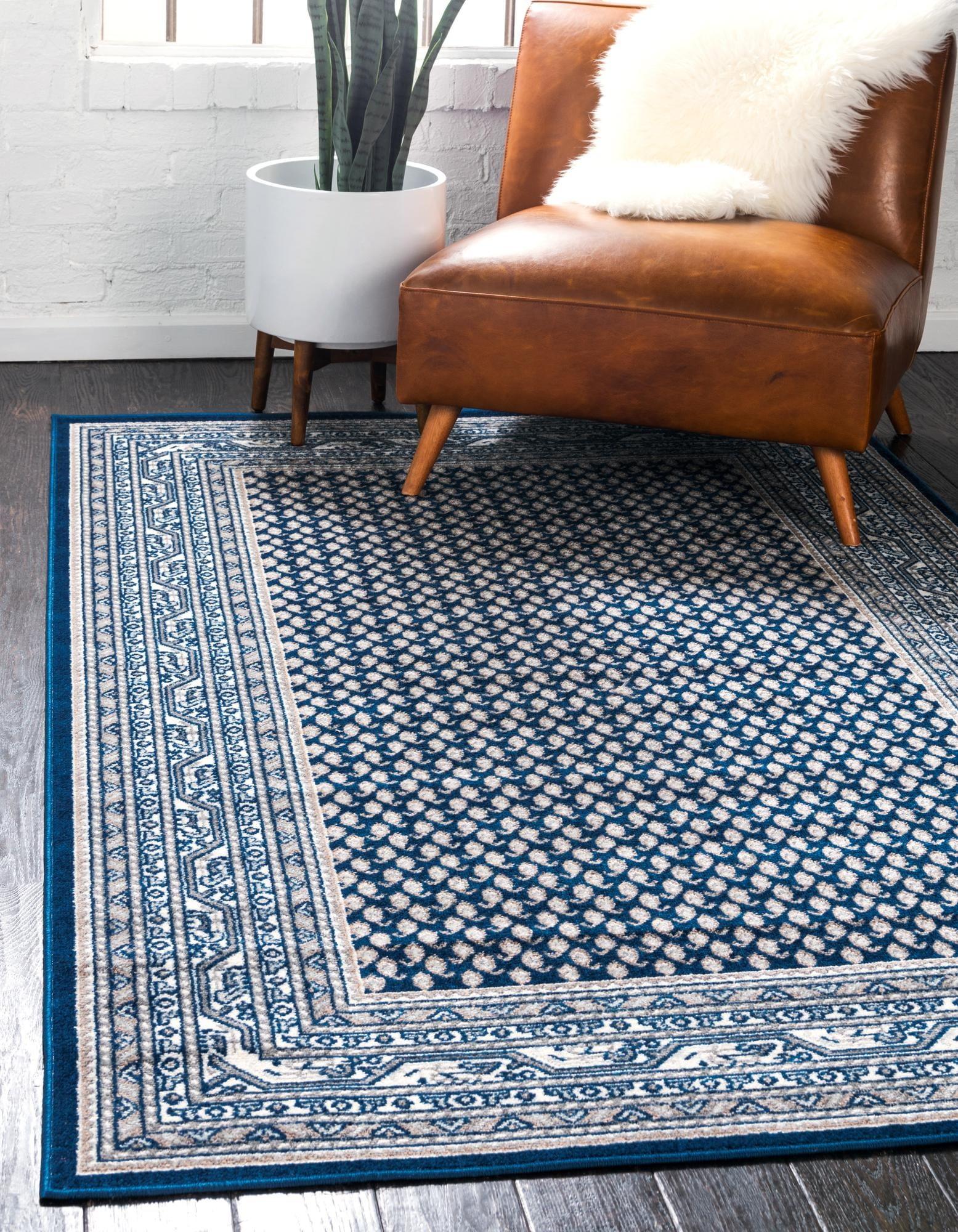 Handmade Williamsburg Easy Care Blue Synthetic 5'3" x 8' Rug