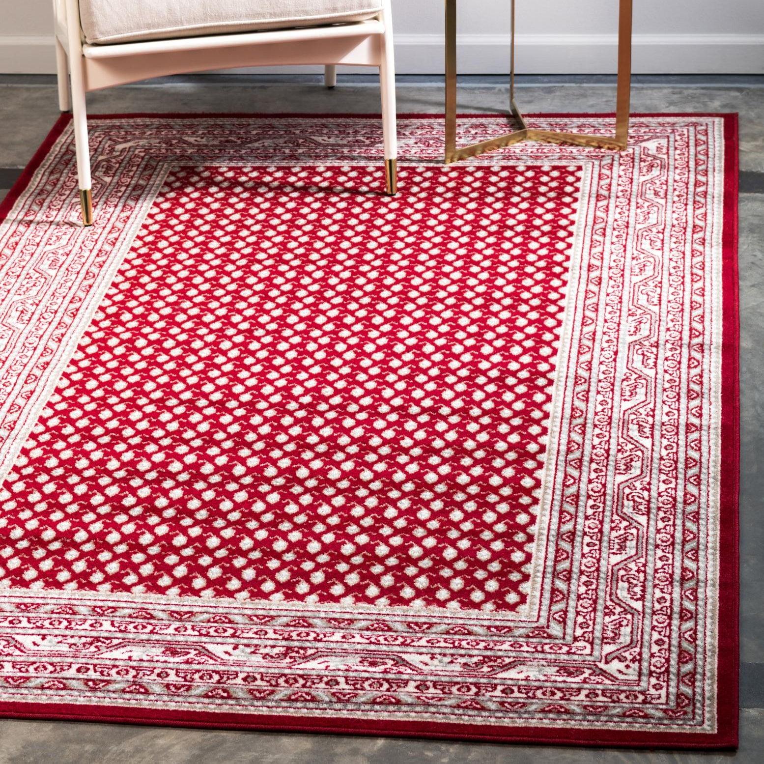 Red and Ivory Braided Synthetic 6' x 9' Rectangular Area Rug