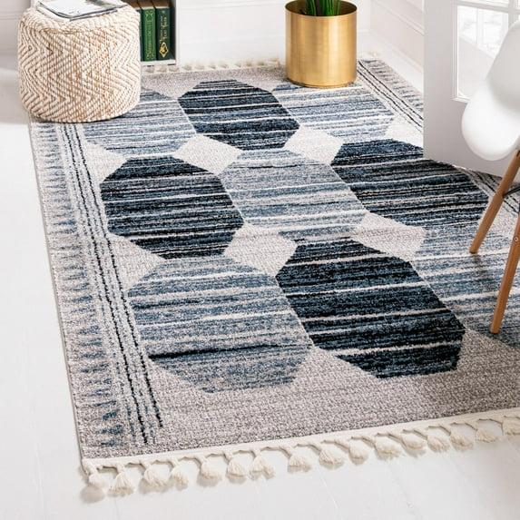 Unique Loom Alfombra de Área de Colección Aramis - Maxi (Rectángulo de 5' 3" x 8' Azul/beige)