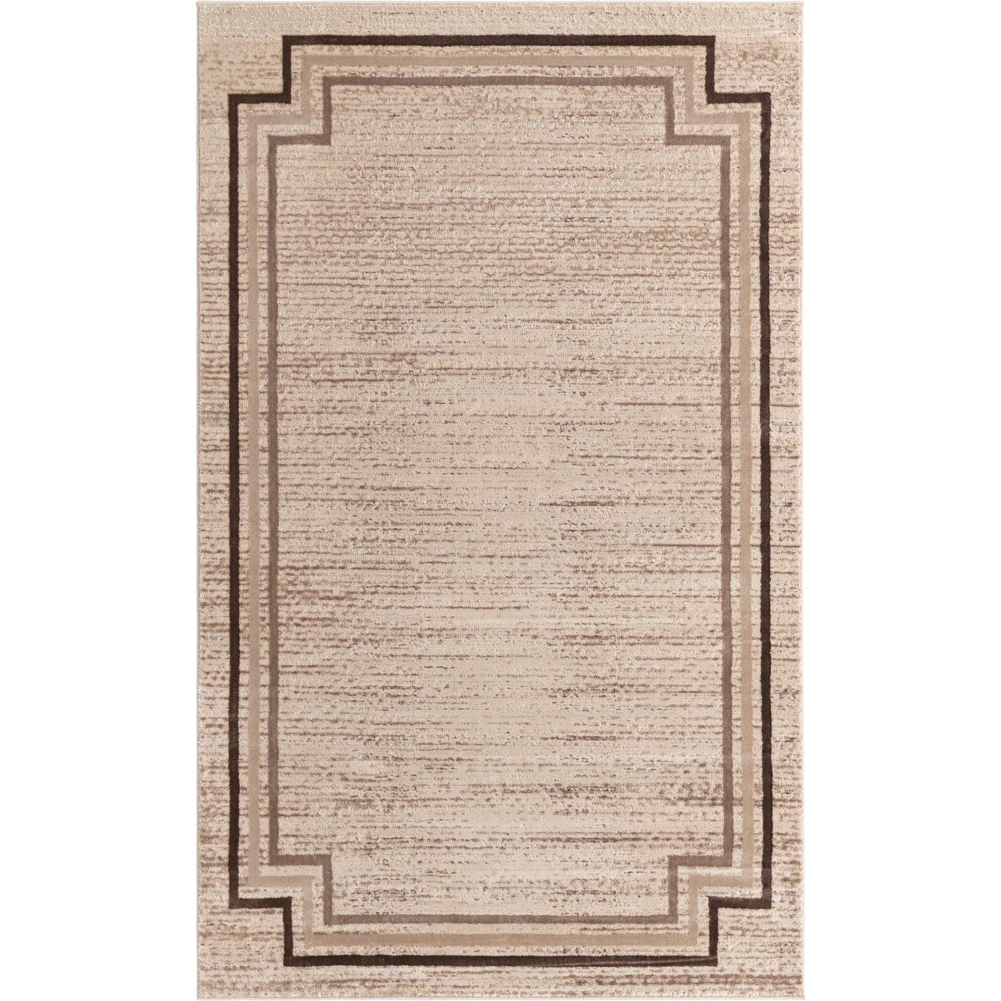 Braided Edge Brown Abstract 5' x 8' Synthetic Area Rug