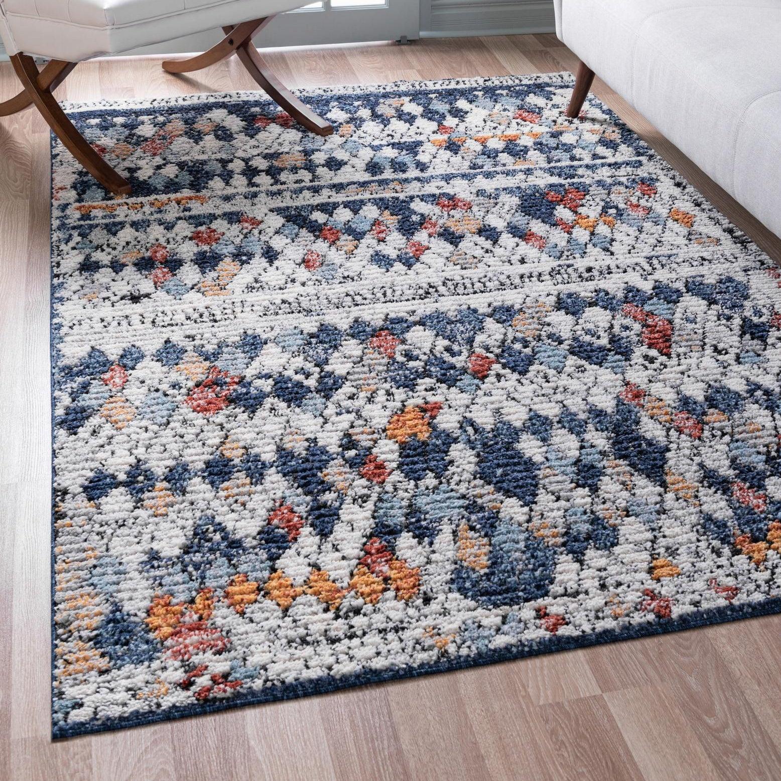 Rugs.com Morocco Collection Rug – 2' x 3' Navy Blue High-Pile Rug Perfect For Living Rooms, Large Dining Rooms, Open Floorplans