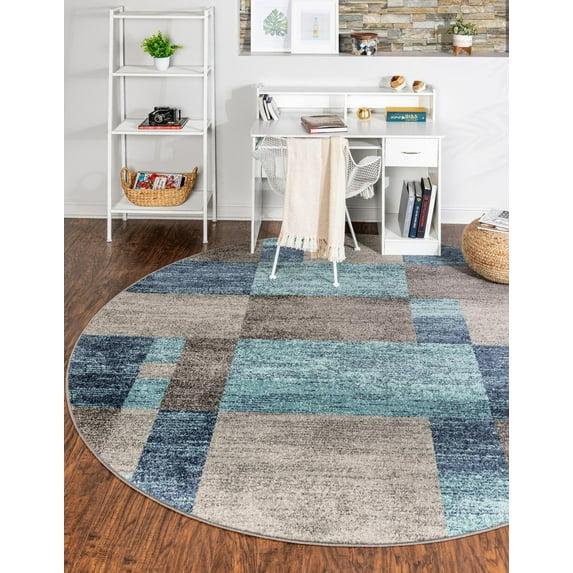Unique Loom Autumn Collection Area Rug - Providence (3' 3" Round Blue Gray/Light Brown)