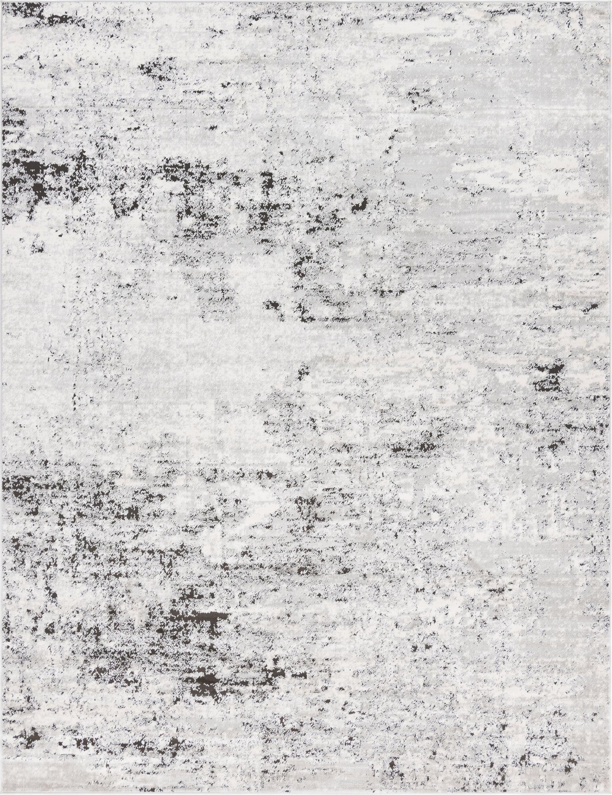 Leipzig Abstract Gray Synthetic 9'x12' Low Pile Area Rug