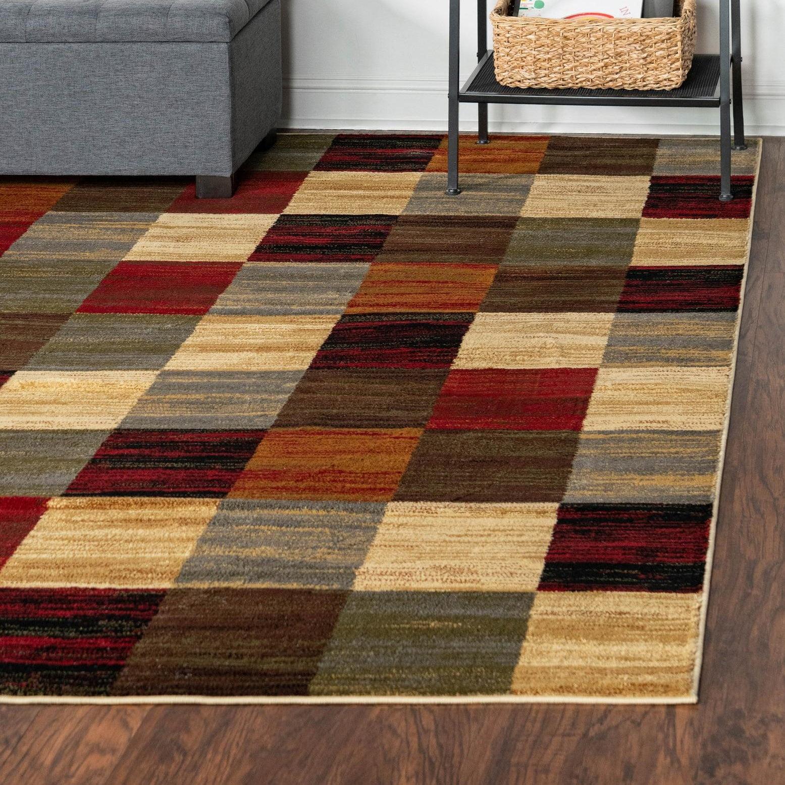 Unique Loom Barista Collection Area Rug - Gava (7' 1" Square Multi/Brown)