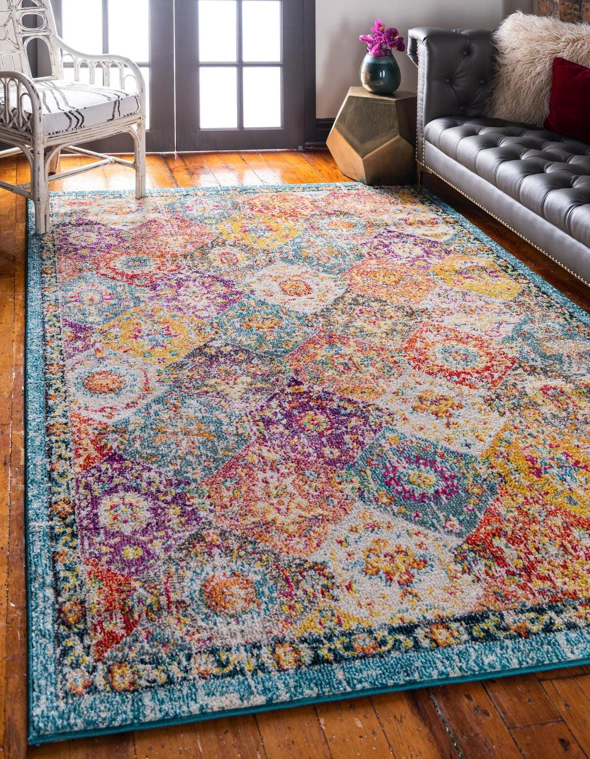 Unique Loom Blake Penrose Rug Multi/Blue 5' 1" x 8' Rectangle Trellis Bohemian Perfect For Living Room Bed Room Dining Room Office