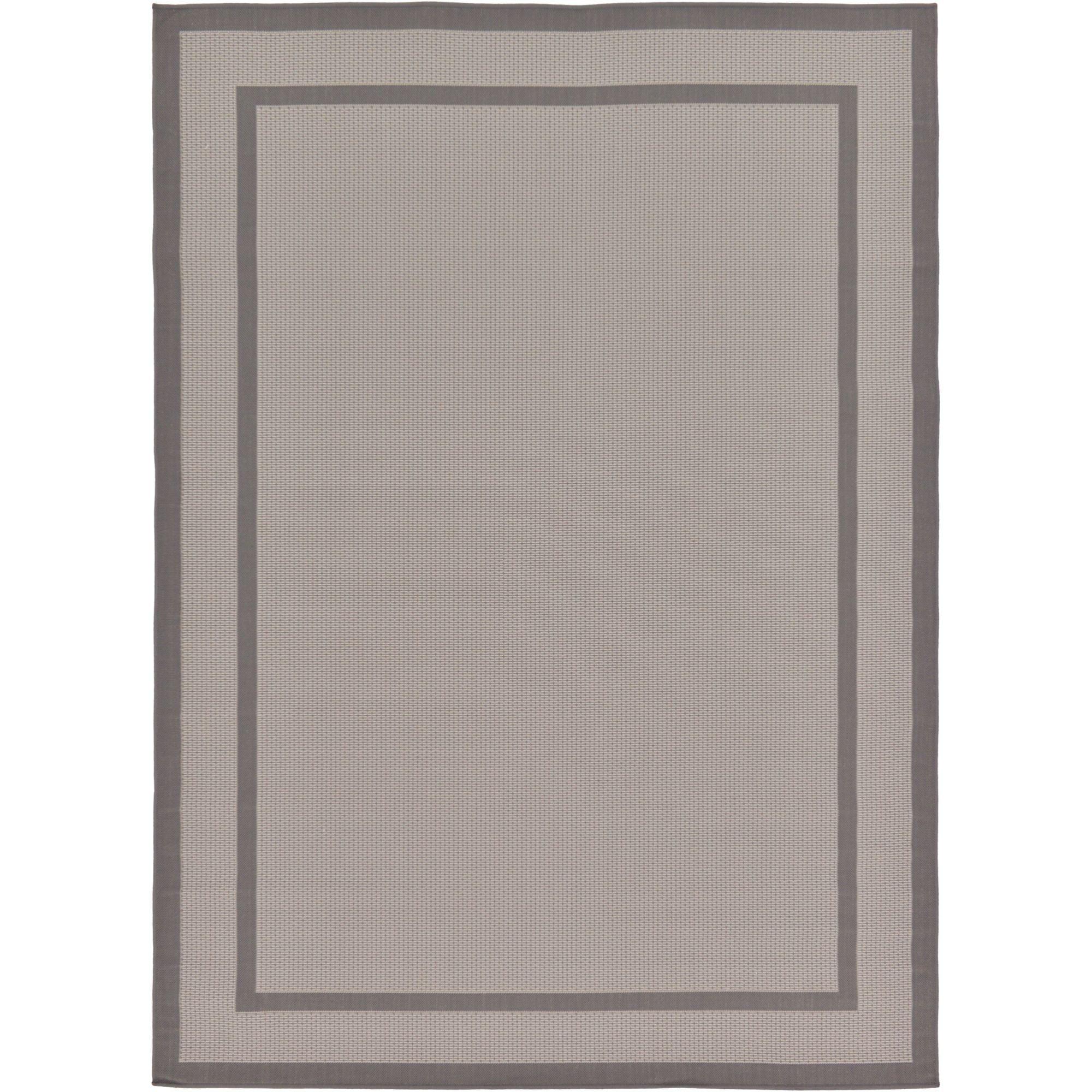Reversible Easy-Care Gray Synthetic Outdoor Rug 7' x 10'