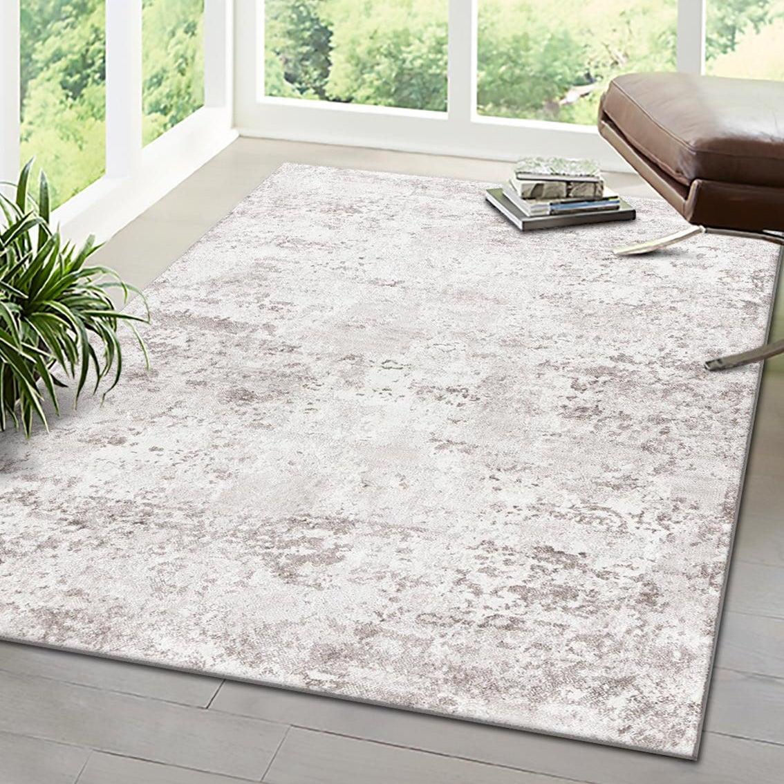 Stone Gray 4' x 6' Synthetic Easy Care Area Rug