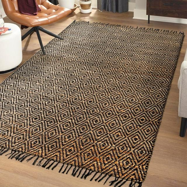 Unique Loom 2' 0 x 3' 1 Assam Chunky Jute Black Area Rug