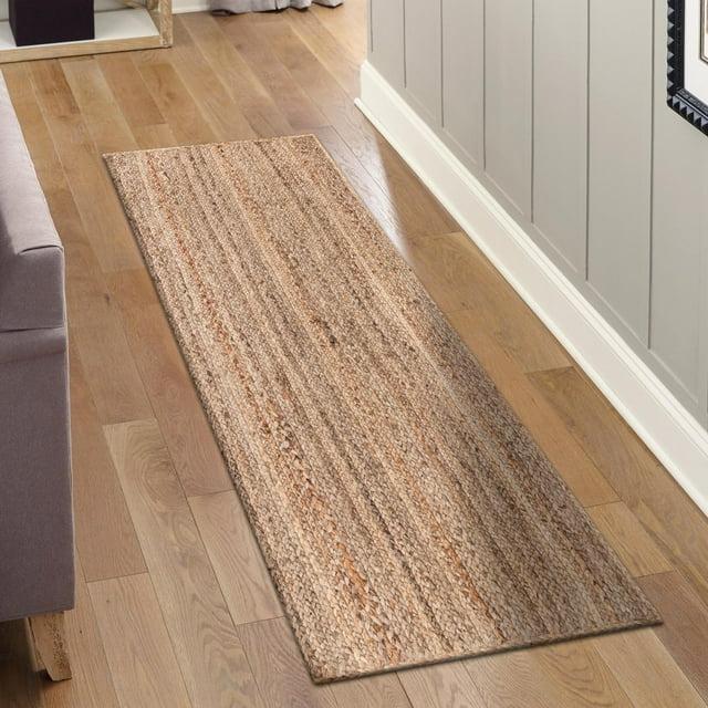 Unique Loom 2'6"x6' Braided Jute Dhaka Natural Indoor Area Rug