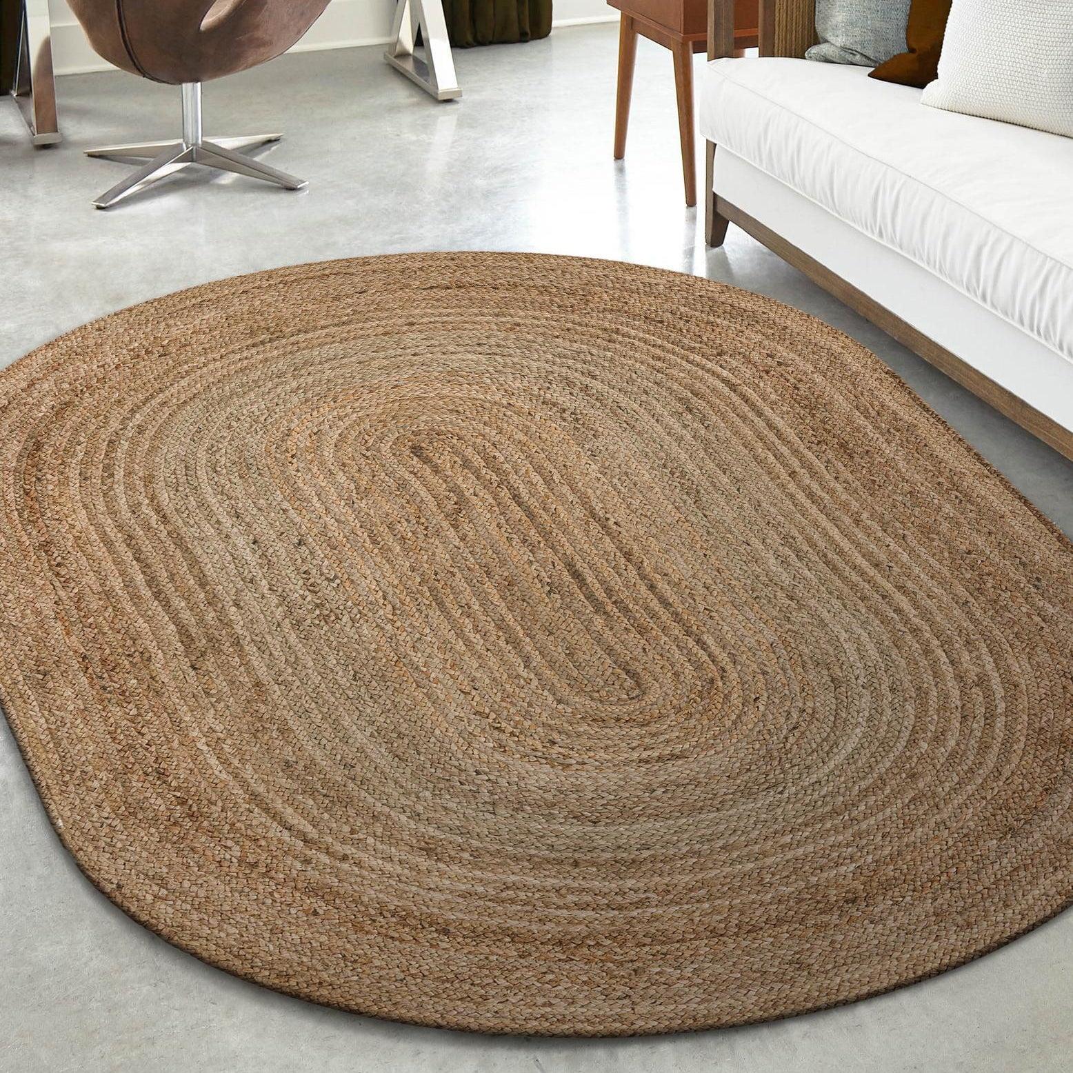 Unique Loom 4' 1 x 6' 1 Dhaka Braided Jute Oval Area Rug