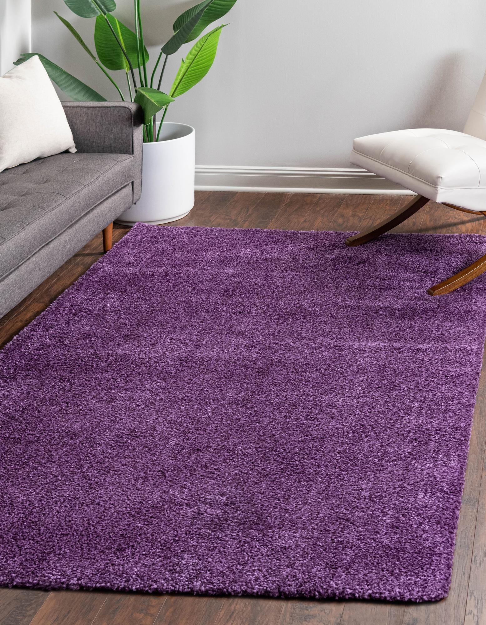 Violet 8' x 10' Solid Shag Synthetic Area Rug