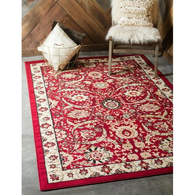 Unique Loom Cape Cod Espahan Rug Red/Beige 2' 2" x 3' 1" Rectangle Floral Traditional Perfect For Living Room Bed Room Dining Room Office