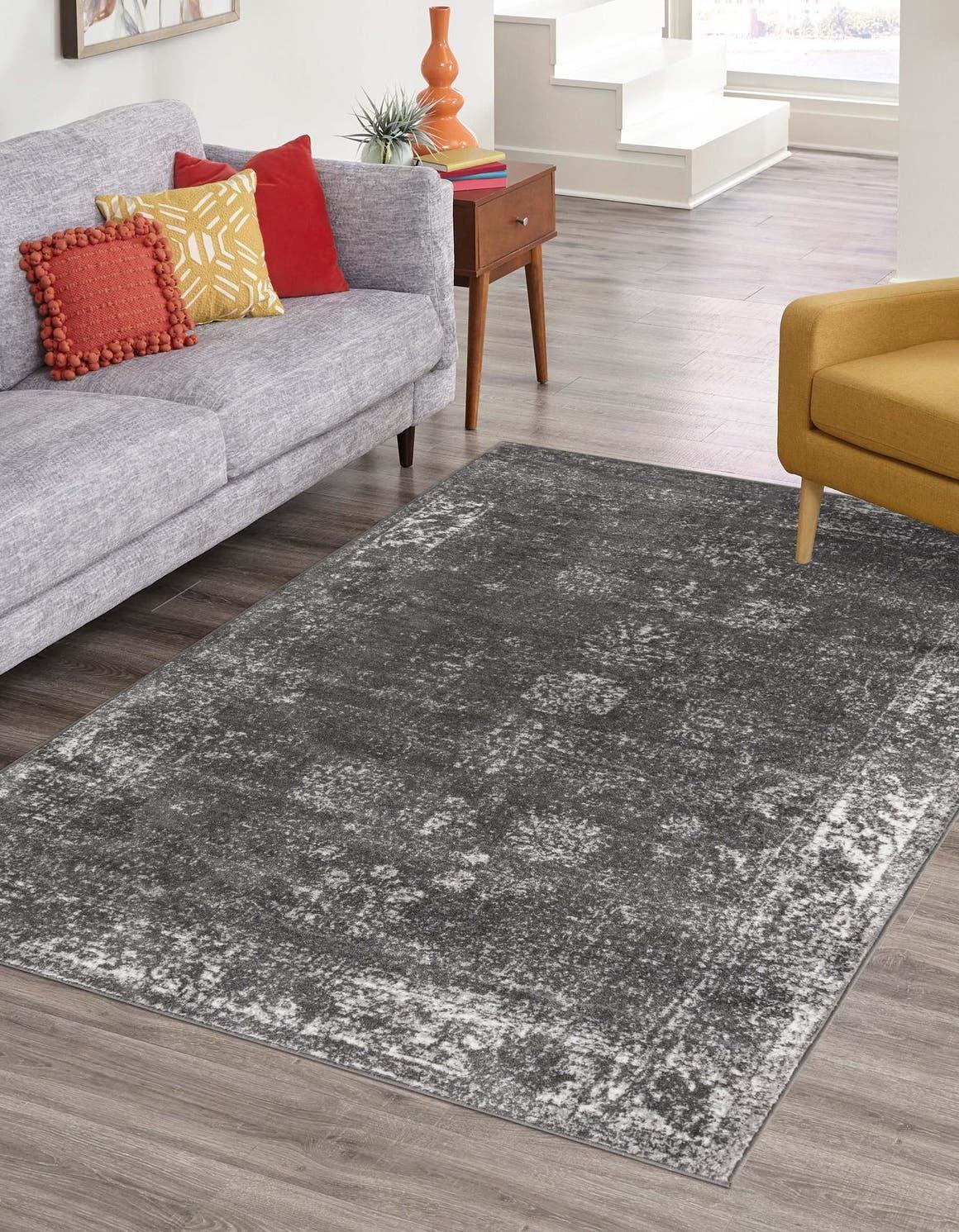 Sofia Collection 10' x 14' Dark Gray Easy-Care Area Rug