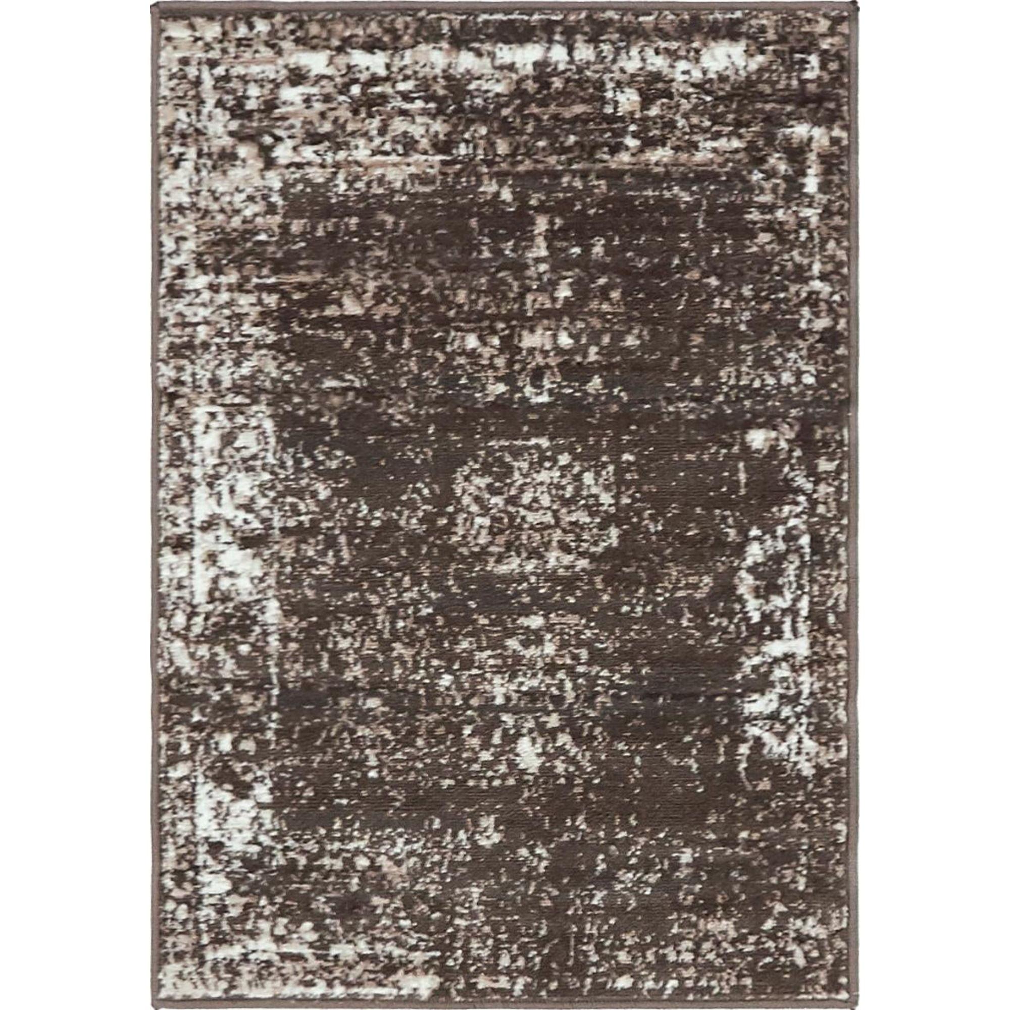 Reversible Washable Brown Synthetic 2'x3' Indoor Area Rug