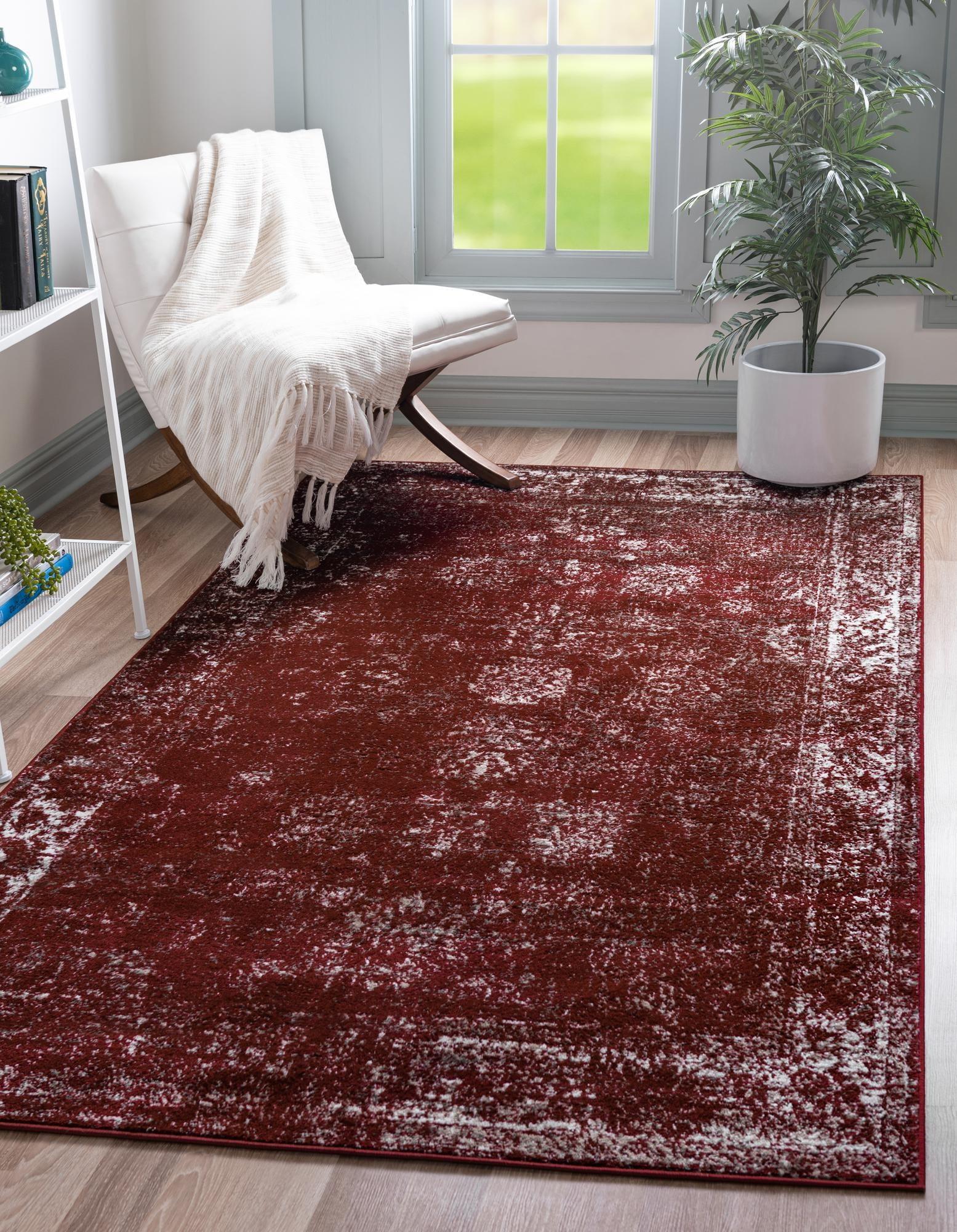 Chic Burgundy Synthetic 9' x 12' Rectangular Indoor Rug