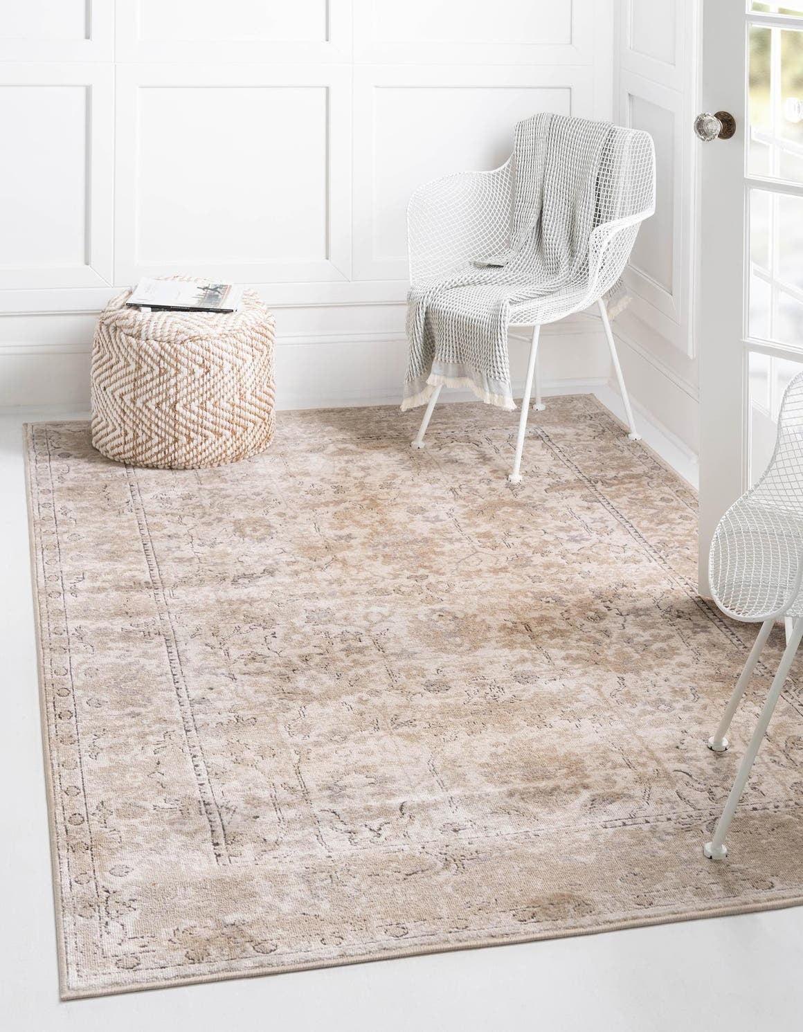 Unique Loom Portland Collection Area Rug - Central (7' 1" x 10' Rectangle Ivory/Gray)