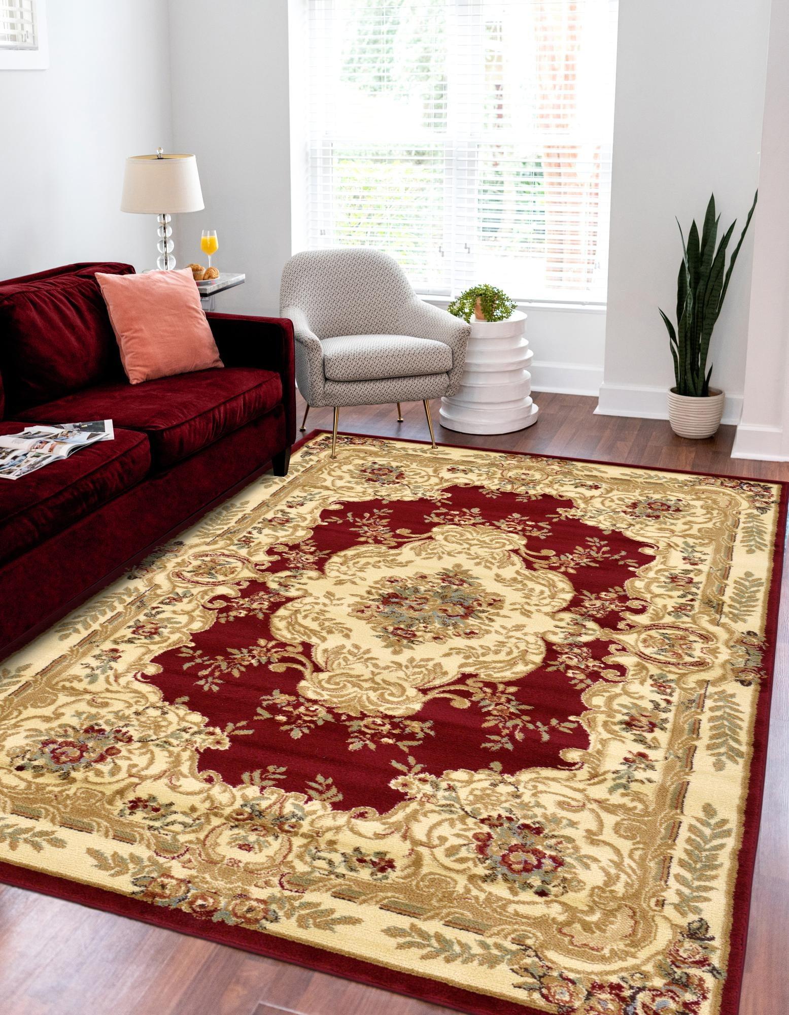 Versailles Red and Cream Medallion Rectangular Area Rug