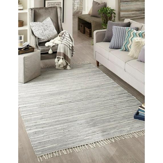 Prather Striped Hand-Knotted Cotton Gray Area Rug