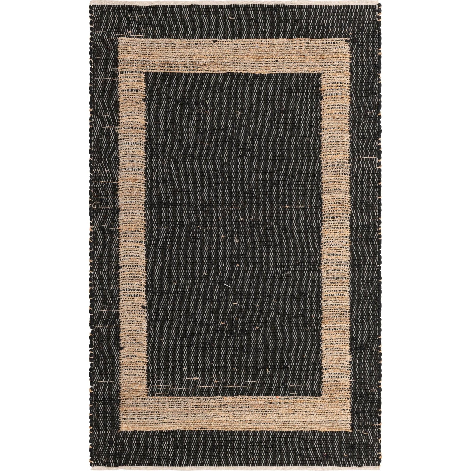 Unique Loom Chindi Jute Border Indoor Hand Made Area Rug