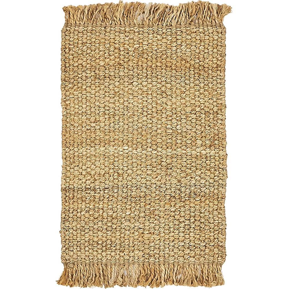 Handmade Chunky Jute Rectangular Natural Area Rug