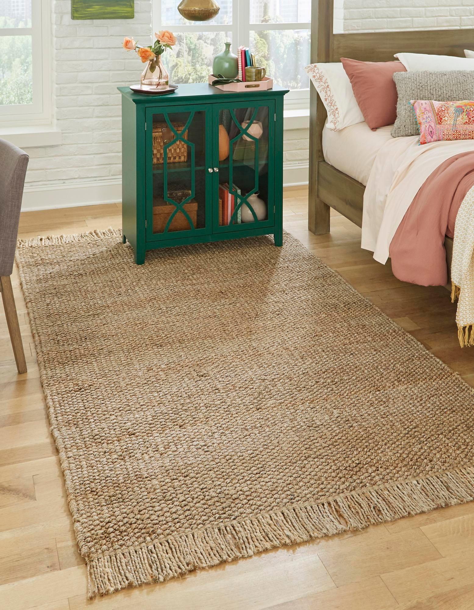 Handwoven Eco-Friendly Tan Jute 5' x 8' Rectangular Area Rug