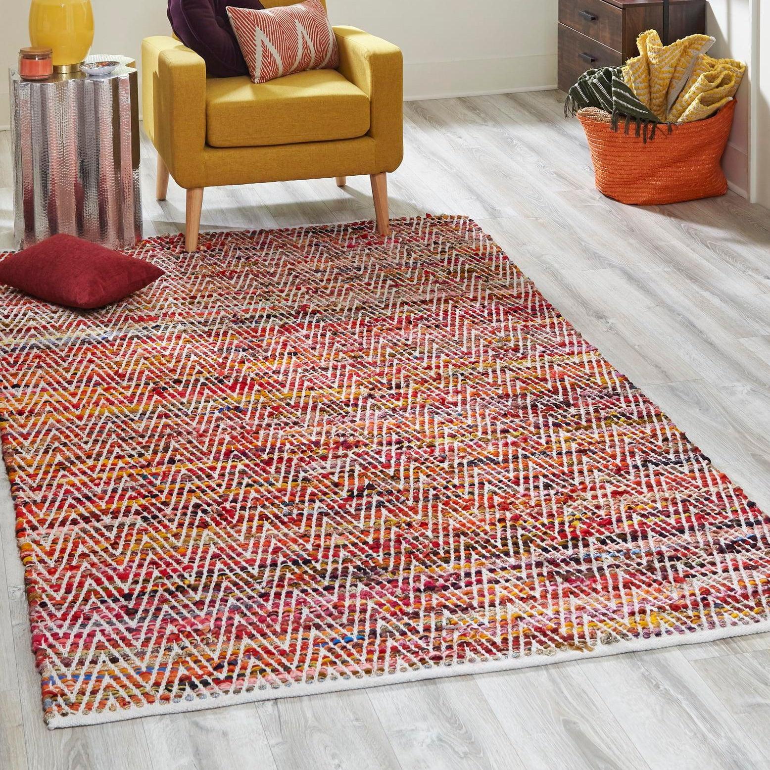 Eco-Friendly Colorful Chindi Chevron 2' x 3' Handmade Rug