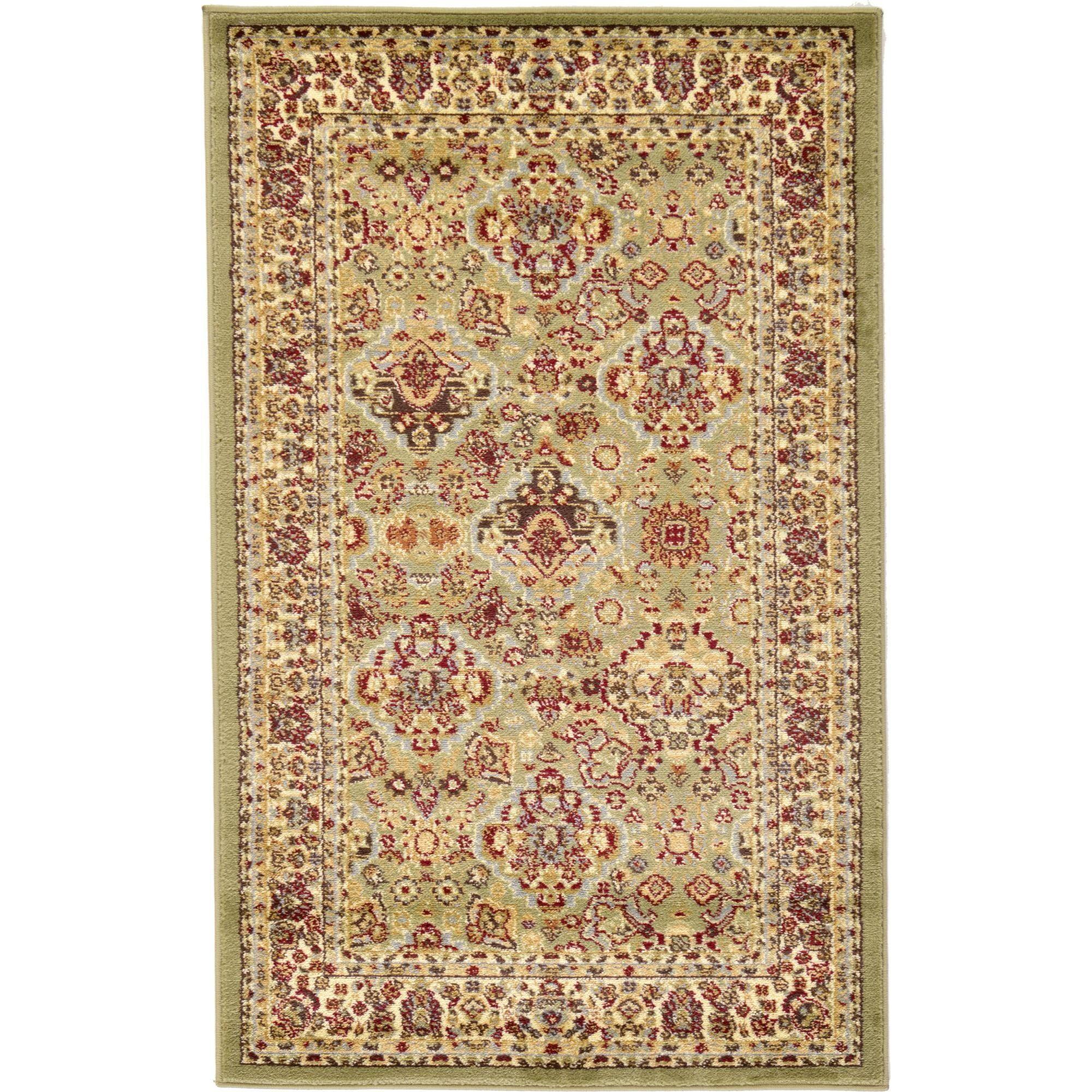 Elegant Light Green Synthetic 3'3" x 5'3" Rectangular Area Rug