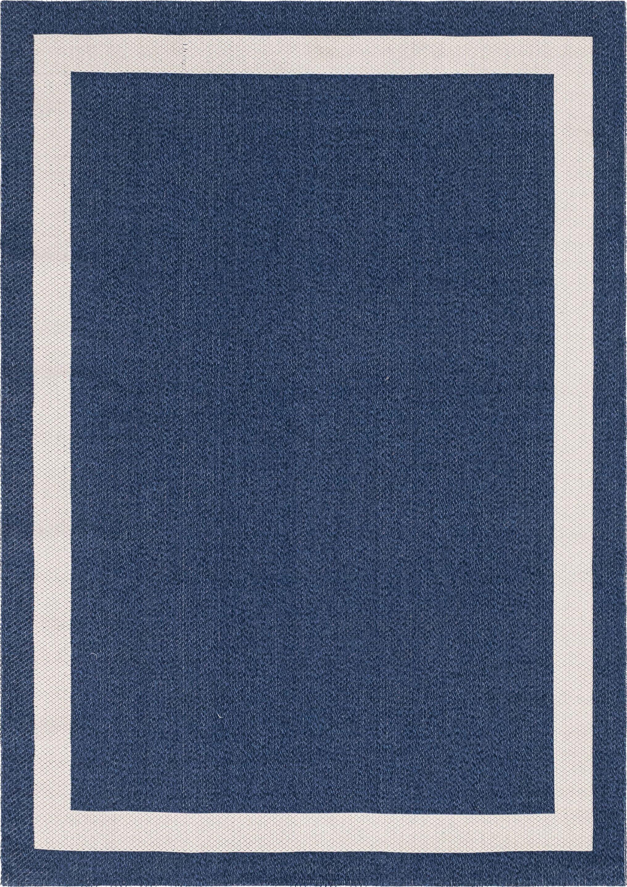 Unique Loom Decatur Collection Area Rug - Border (6' 4" x 9' Rectangle Navy Blue/Ivory)